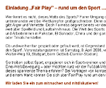 Einladung "Fair Play" - rund um den Sport