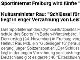 Sportinternat Freiburg wird fünfte "Eliteschule des Sports" im Land